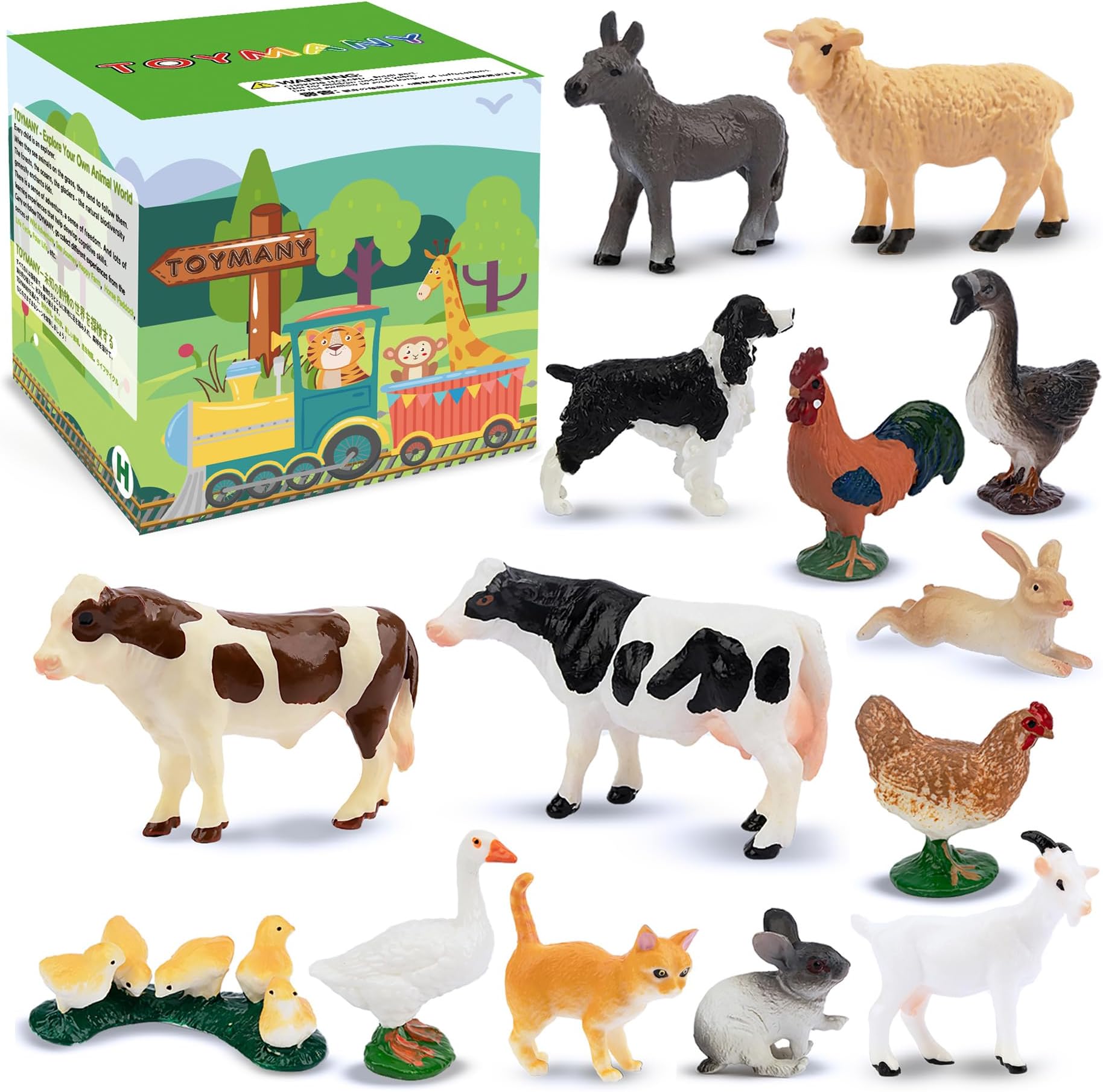 14PCS 0.6-2.5" Tiny Farm Animal Figures Toy, Detailed Texture Farm Figurines Cake Topper, Easter Eggs Birthday Gift School Project for Kids Children Toddlers