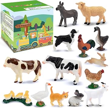Toymany 14PCS 0.6-2.5" Tiny Farm Animal Figures Toy