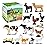Toymany 14PCS 0.6-2.5 Tiny Farm Animal Figures Toy, Detailed Texture Farm Figurines Cake Topper, Easter Eggs Birthday Gift School Project for Kids Children Toddlers