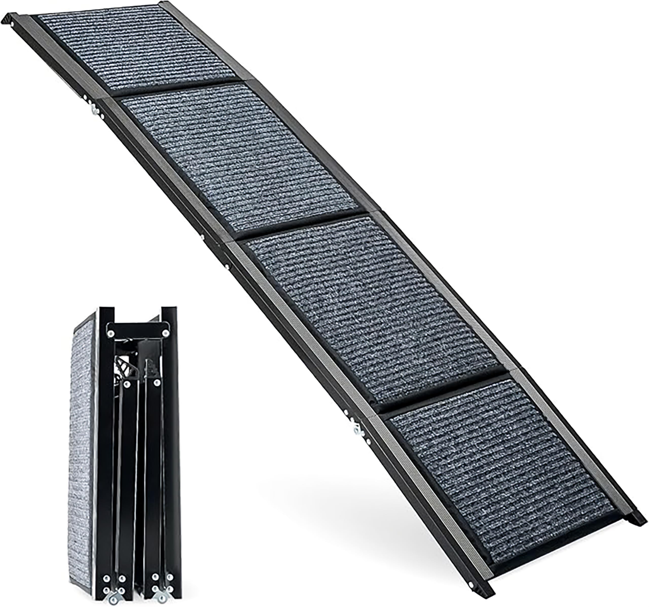 NK Rampa per Cani – Rampa Pieghevole, Antiscivolo, Leggera e Resistente, per Animali Domestici fino a 65 kg, Uso Interno ed Esterno, Dimensioni 160 × 44 cm, Colore Nero