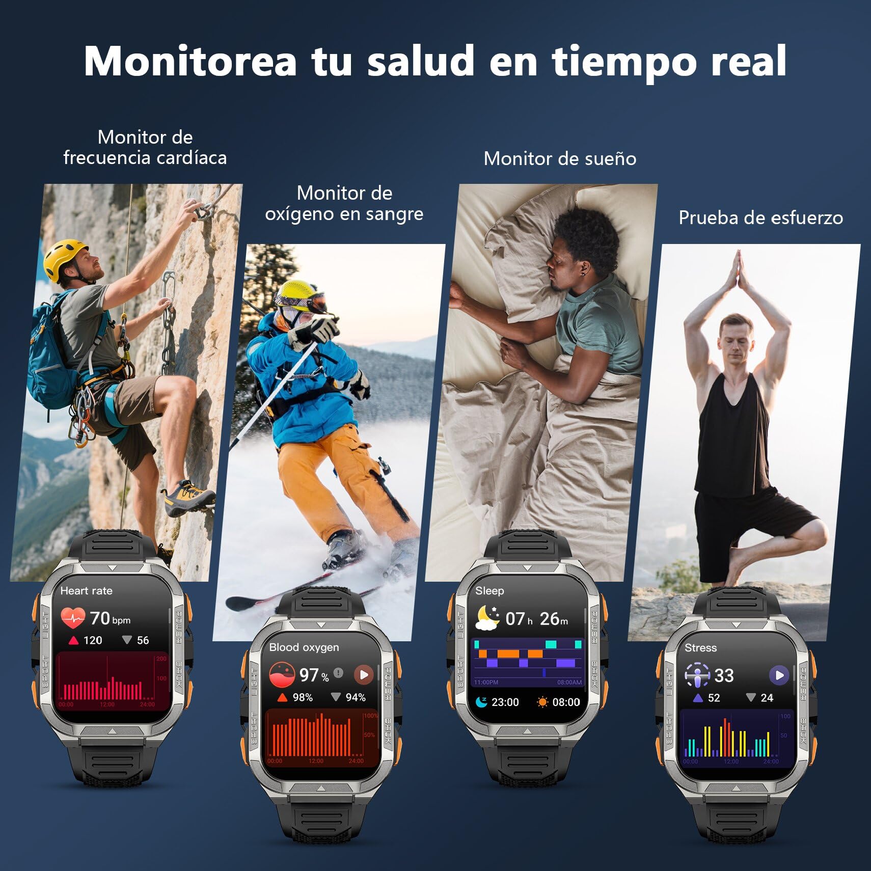 Blackview Reloj Inteligente Hombre Militar - GPS, Linterna, Brújula, AI, 1.91" Smartwatch Hombre con 100+ Modos Deportivos, Llamadas/Notificación, Pulsómetro/Oxímetro/Sueño, Pulsera Actividad, Negro