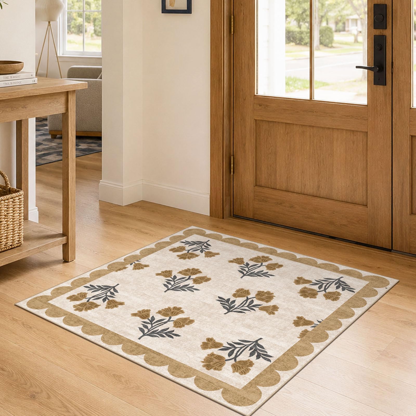 Othilic 3x3 Square Entryway Rug - Front Door Mat Indoor Outside Entrance