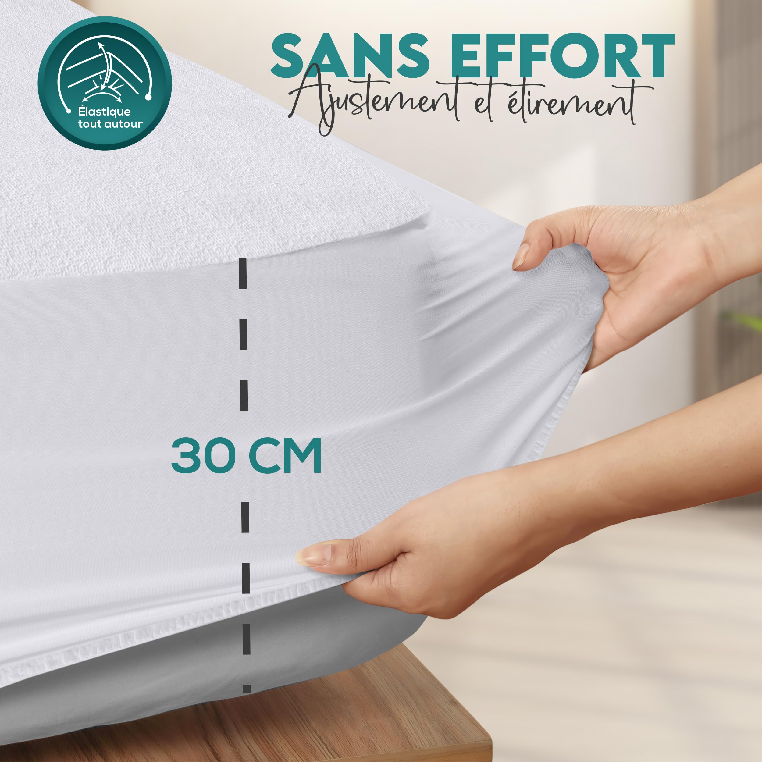 Utopia Bedding Protège Matelas 140 x 190 x 30 cm Imperméable, Certifié Oeko TEX, Alèse Drap Housse, Matelas Couvre, Respirant, Élastique Tout Autour Blanc - 5