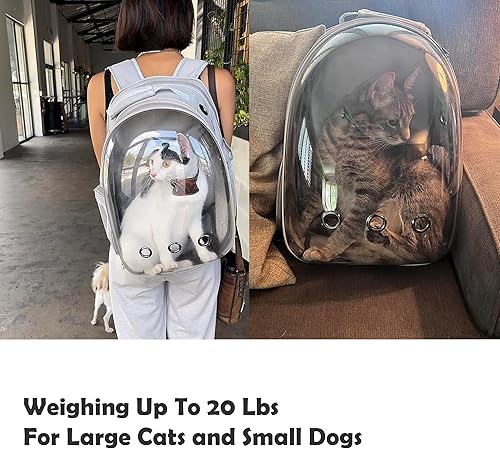 Miniatura 5 de Mochila transportadora para gatos, mochila expandible de burbujas para mascotas, aprobada por aerolíneas, bolsa de transporte para mascotas para