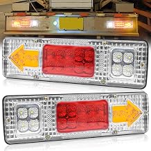 LED Trailer Tail Lights, Truck Tail Light, Turn Signal Parking Reverse Brake Running Lights Modes Five-in-one. for Truck Trailer Boat Pickup RV, 2pcs WHite shell