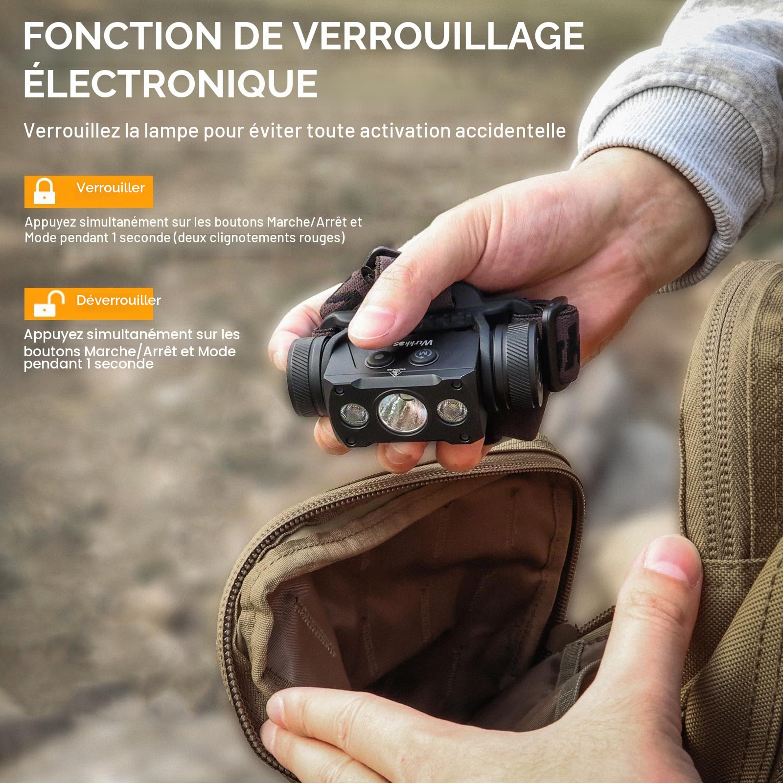 Wurkkos Lampe frontale LED HD50 avec 4000 lumens, IPX8 étanche | lampe frontale LED de type C avec 9 modes de luminosité, lampe de poche super lumineuse, utilisée pour la course de nuit