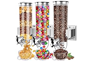 Triple Wall-Mounted Dry Food Dispenser with Cup