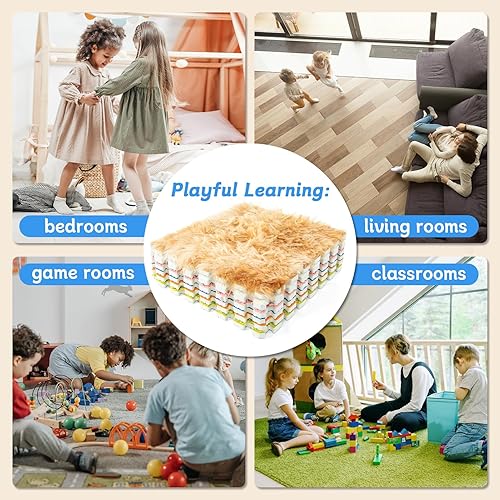 Miniatura 5 de Paquete de 6 baldosas sensoriales para autismo y desarrollo del bebé, tapete de espuma entrelazado de 0.4 pulgadas de grosor con 6 texturas,