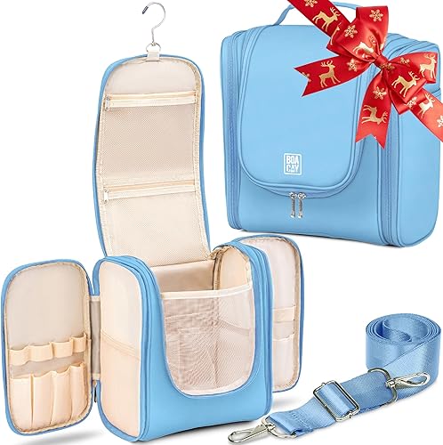 BOACAY Neceser de viaje colgante extragrande para mujeres y hombres, bolsa de maquillaje, (X-Large) Bebé Azul, Neceser