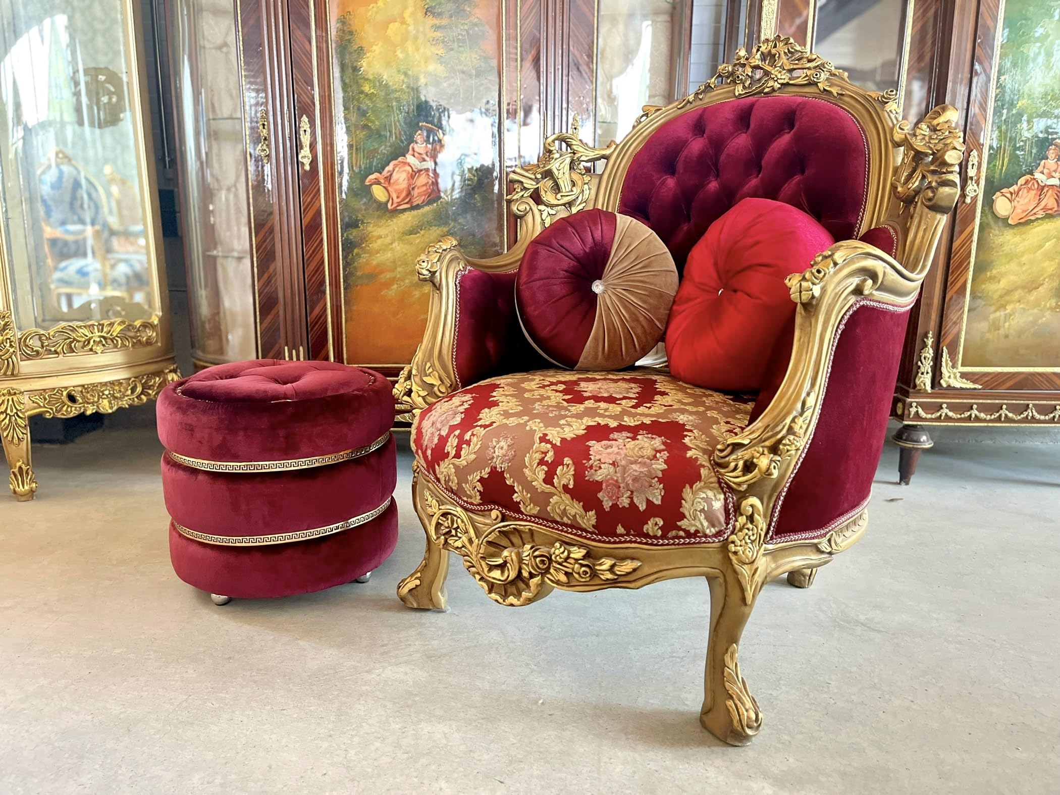Fauteuil baroque noir et argent - Ameublement
