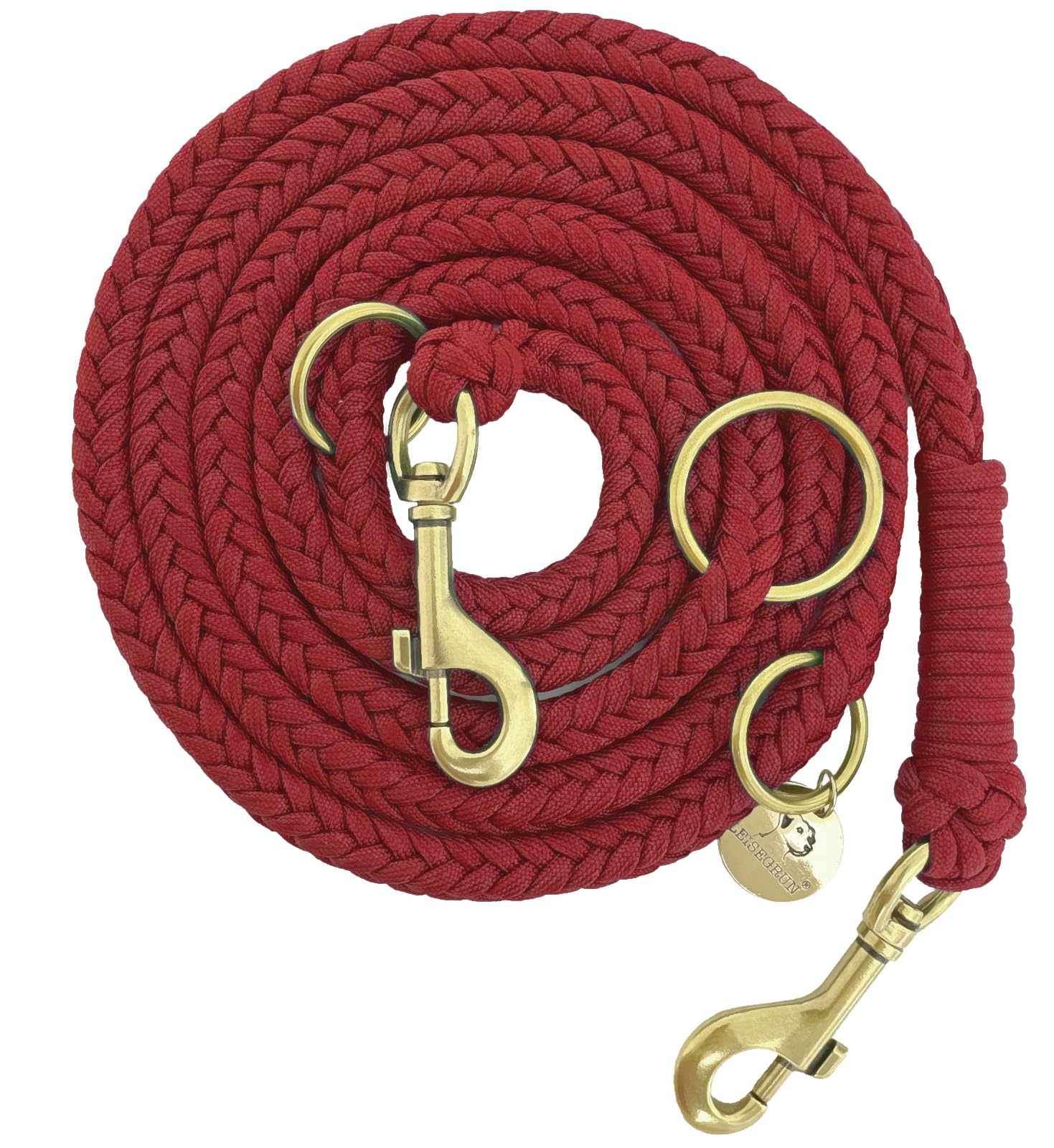 Leisegrün Paracord Hundeleine 2m | Handgefertigte Leine 3-Fach verstellbar | Handmade für kleine und mittelgroße Hunde (Ruby, 2 m) | Farbe: Rot
