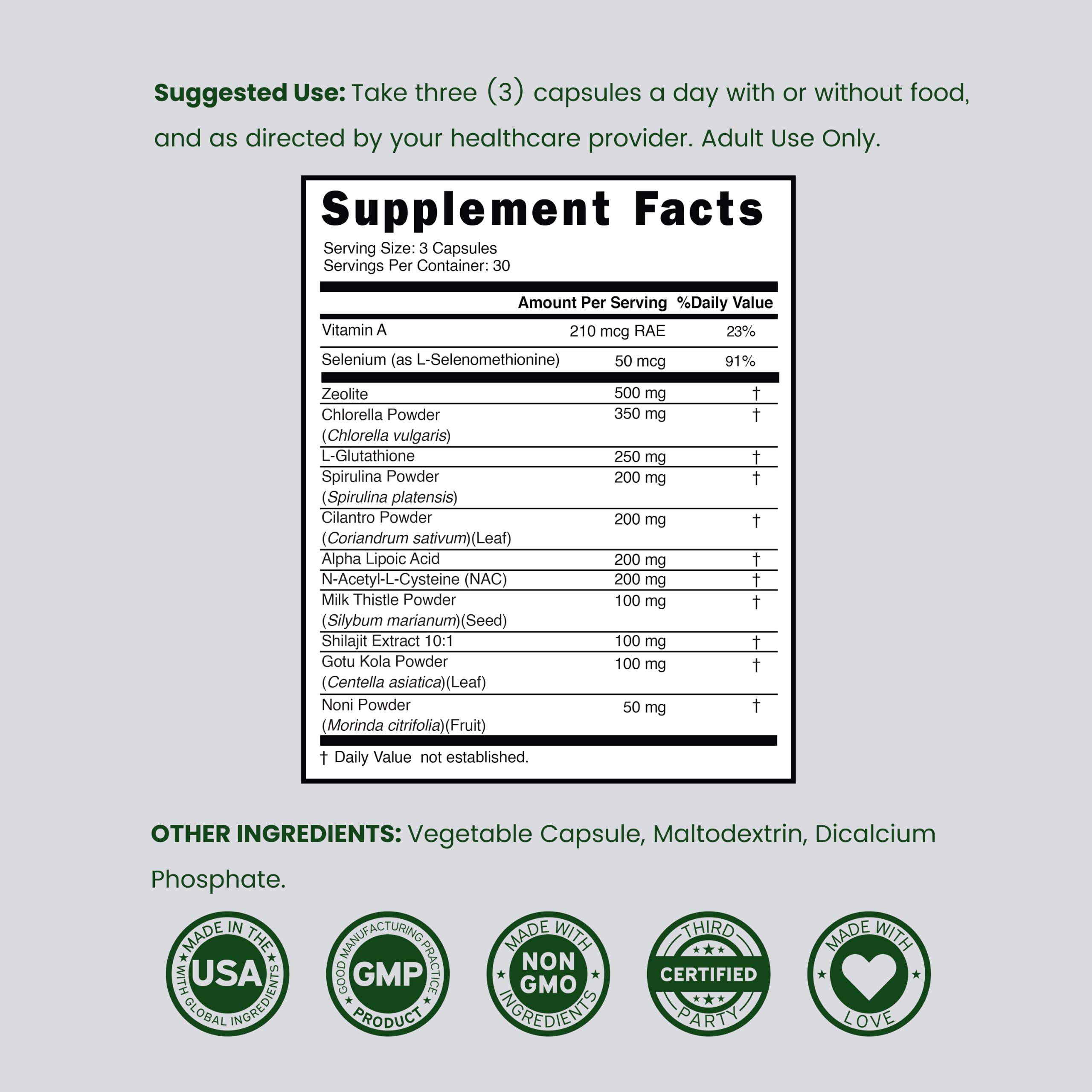 Zeolite Detox for Adults (12 in 1 Formula - Milk Thistle, Alpha Lipoic Acid, N-Acetyl-L-Cysteine, Spirulina Powder & More) Zeolite Cleanse Supplement - Immune Support for Adults - 90 Vegan Capsules — Amazon image 7