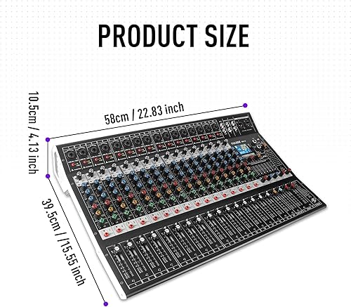 Miniatura 9 de Mezclador de audio de estudio Bluetooth de 16 canales, procesador digital DSP de 99 bits con MP3 USB para entrada de grabación de PC, conector de