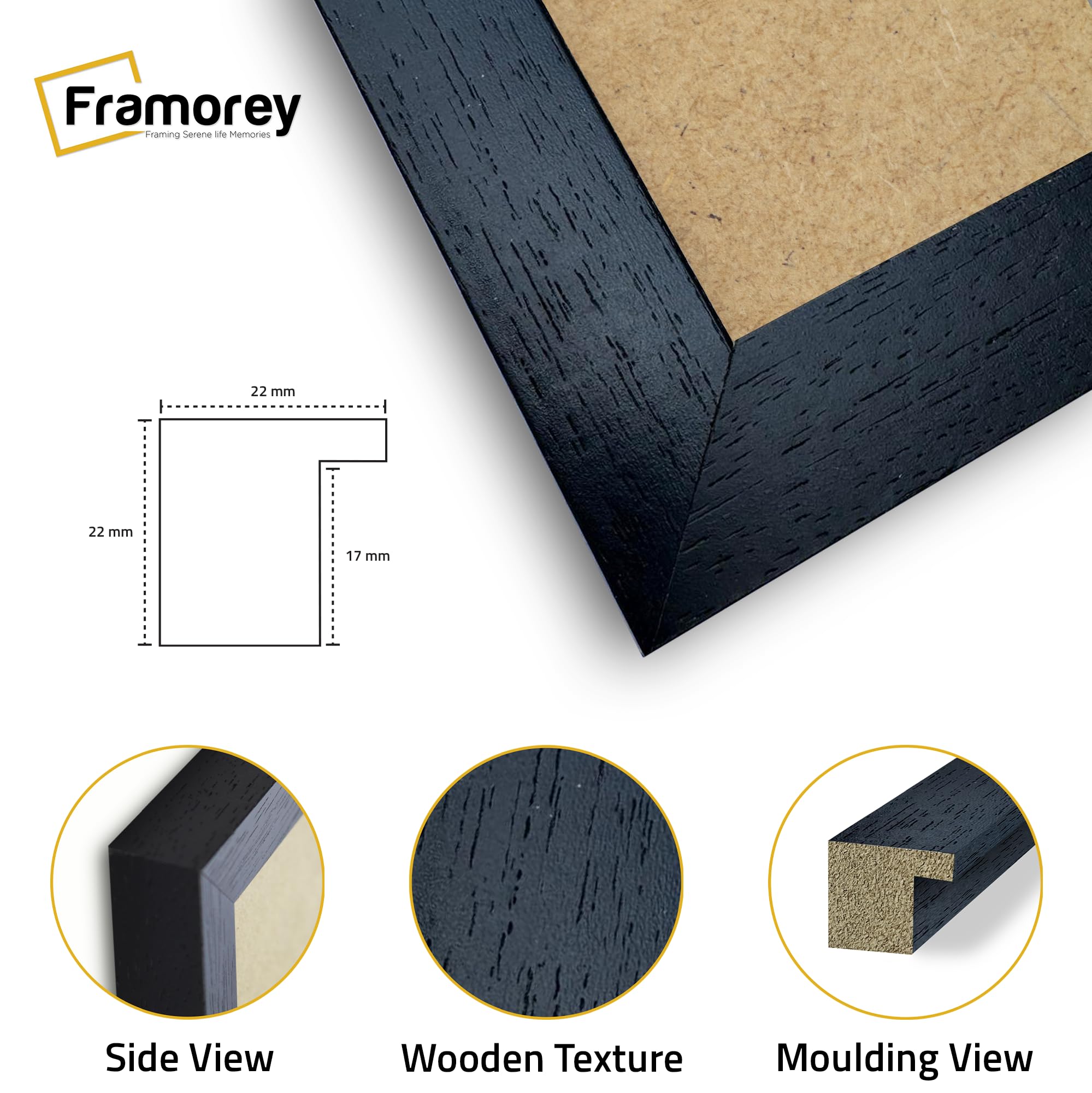 FRAMOREY 60x40cm Black Photo Frame, 400x600mm Solid Wood Picture Frame with Shatterproof Perspex, Poster Frame Real Wood - Image 2