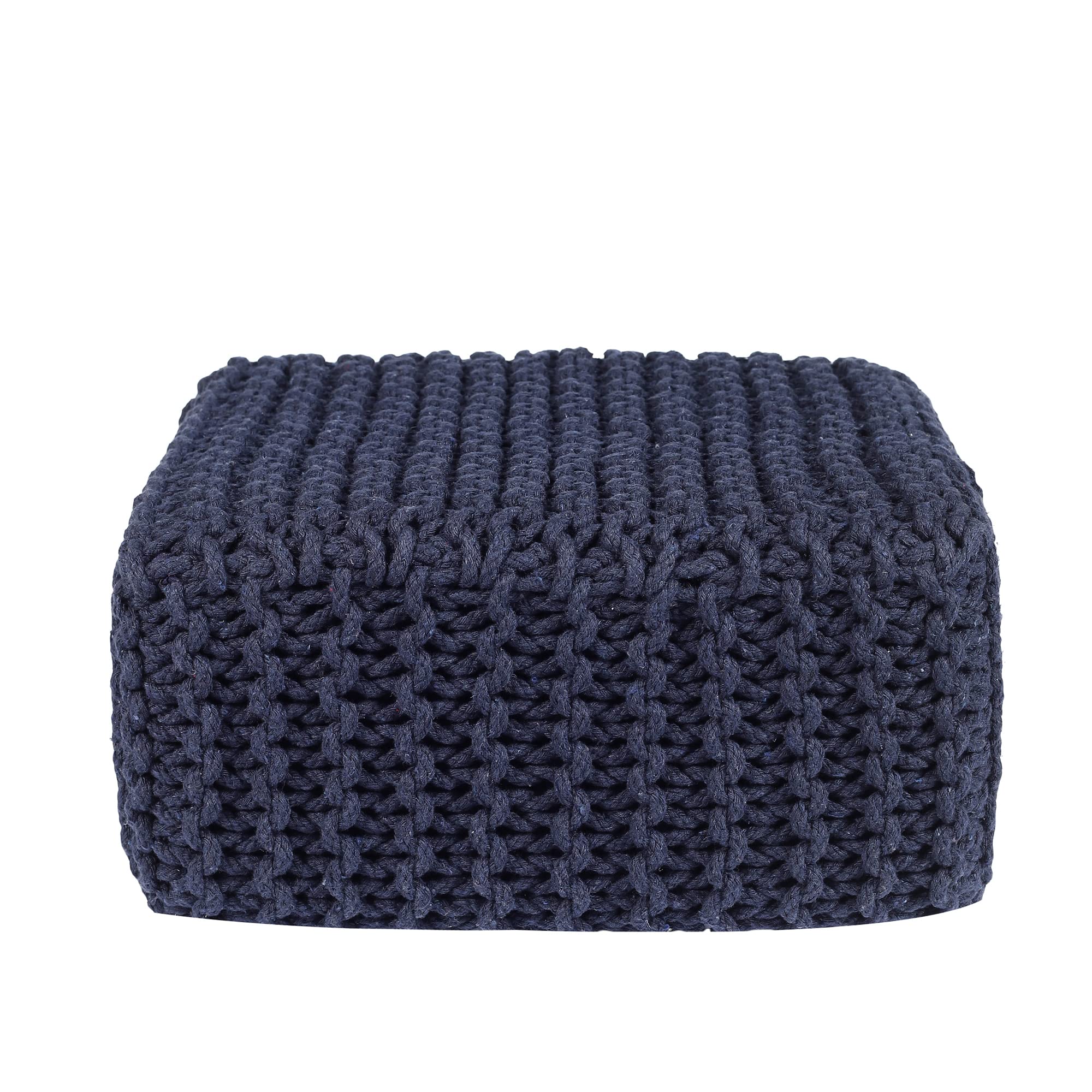 REDEARTH Cube Low Pouf Foot Stool Ottoman Set of 2 - Hand Knitted Poof - Cord Boho Pouffe - Home Décor - Stuffed Footrest for Living Room - Nursery - Bedroom - Patio (16