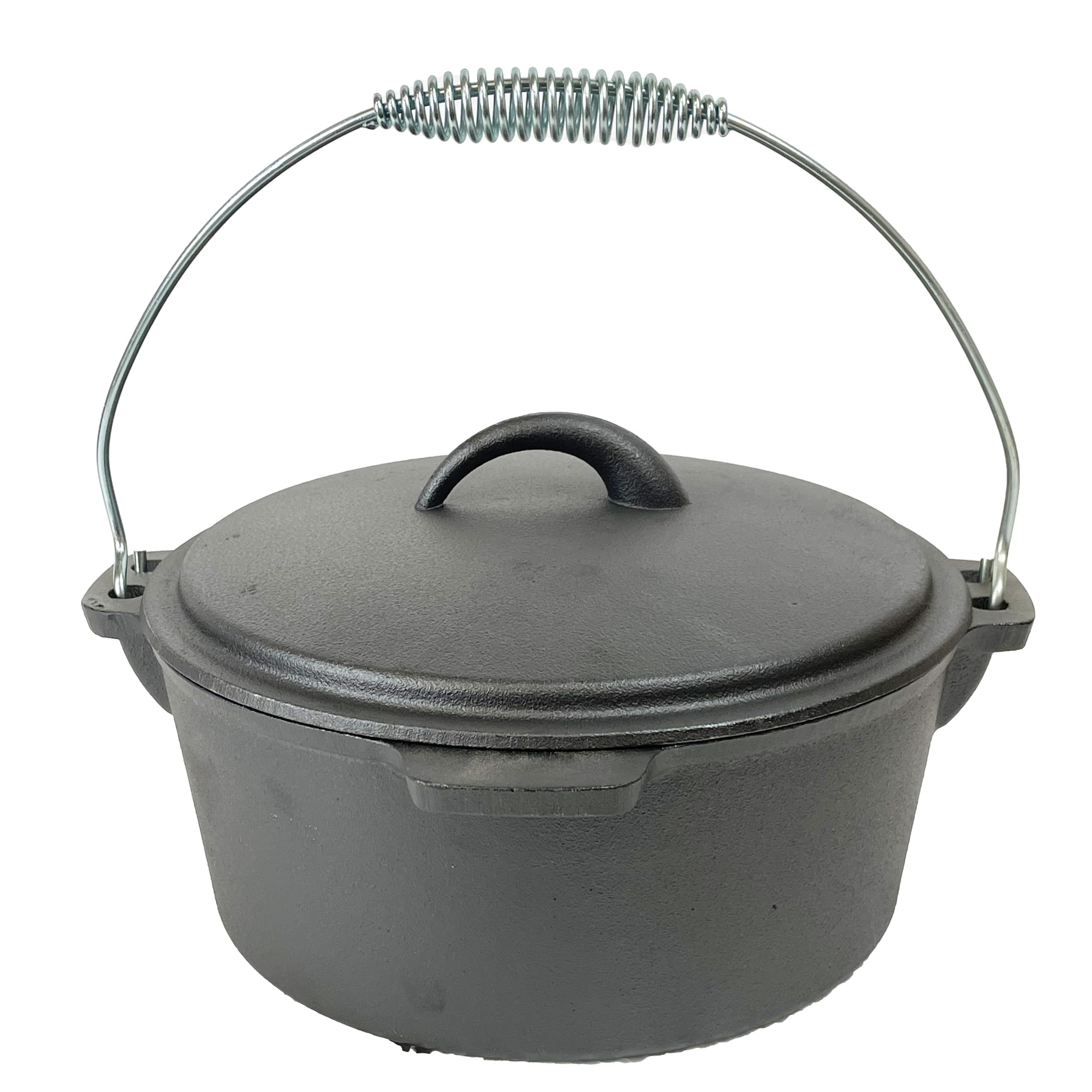 Cuisiland 4.5QT Cast Iron Dutch Oven with Dome Lid & Bail Handle – Pre-Seasoned Campfire Pot for Outdoor Cooking, Baking, Braising & Stews – Heavy-Duty, Even-Heat Casserole Pot for Camping & Home Use