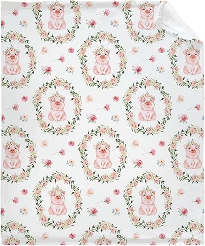 Manta de franela de cerdo rosa súper suave, esponjosa, acogedora, con diseño fresco, ligera y cálida, regalo para todas las estaciones, para niños, disponible en Yaxa Peru