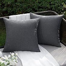 EMEMA Federe Cuscini Impermeabili per Divano in Lino Camera da Letto Copricuscini all'Aperto Esterno per Soggiorno Balcone Decorativi Federa Elegante e Moderna 2 Pezzi 45x45cm Grigio Scuro