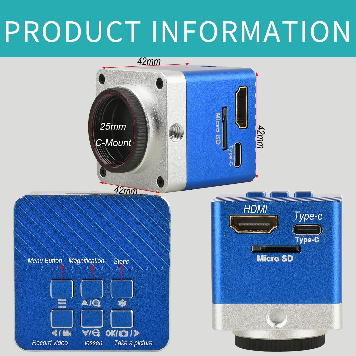 KOPPACE 4K HD Microscope Industrial Camera 8.3 Million Pixels HDMI/Type-C Output