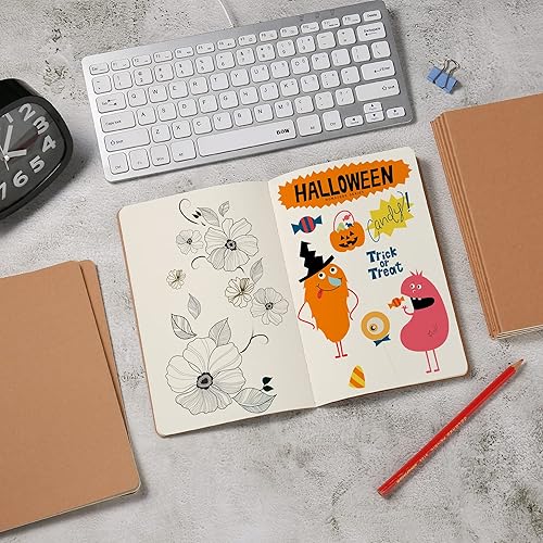 Miniatura 3 de Labkiss Paquete de 24 cuadernos en blanco y diario a granel, cubierta de estraft, papel grueso liso sin forro, tamaño A5, 5.5 x 8.3 pulgadas, 60