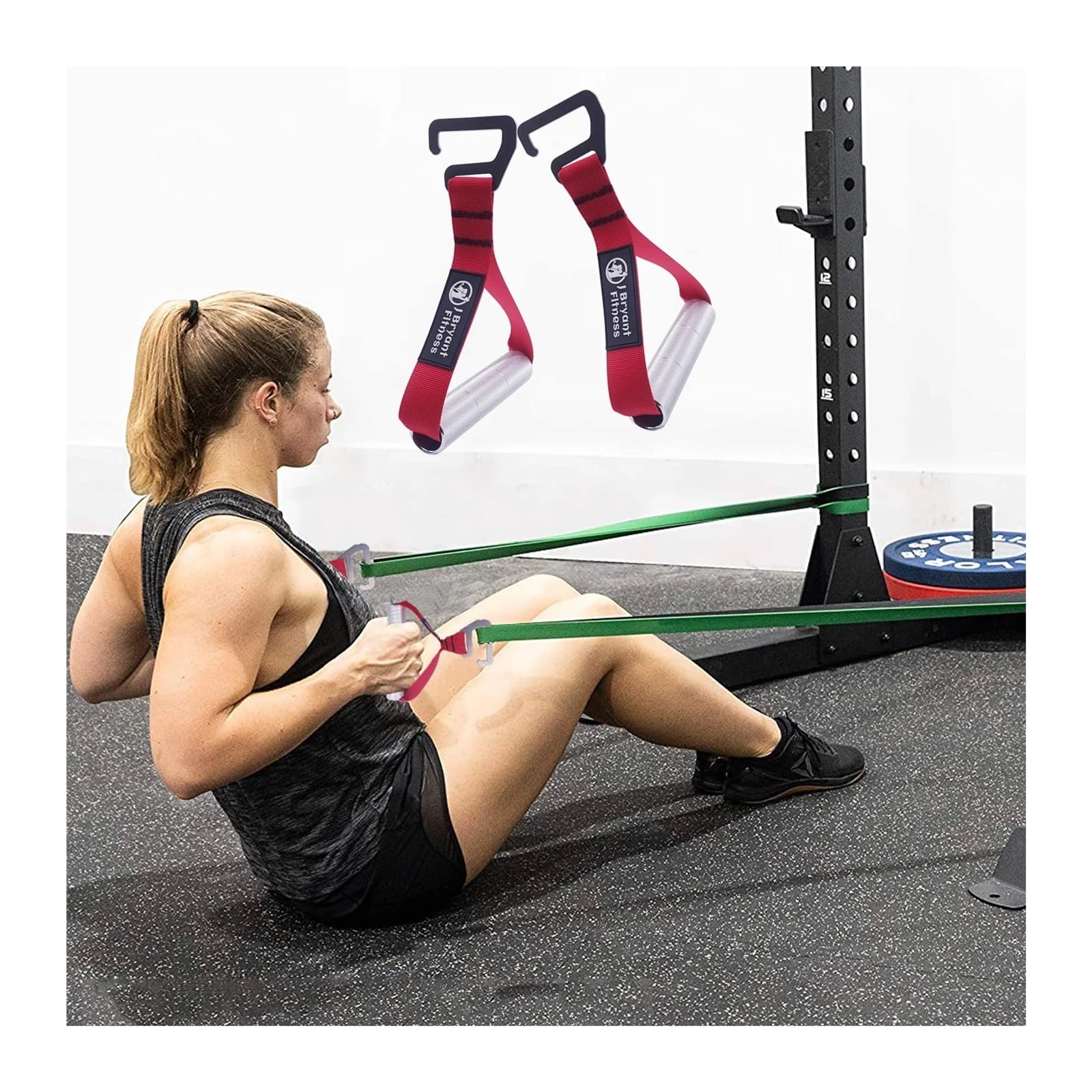 1pair Resistance Band Exercise Handles for Wide Elastic Band Home Gym Strength Training Heavy Workout Fitness Equipment Maniglie da Palestra (Color : Large Red Metal)
