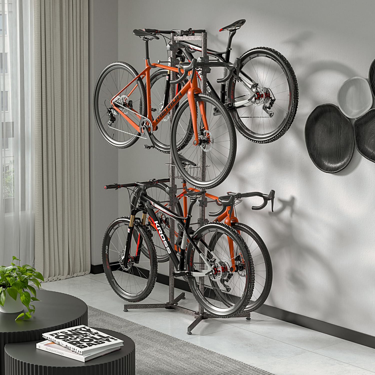 CXWXC Fahrradständer Boden Für 4 Fahrräder Belastbar bis 70kg/160 Pound Fahrrad Ständer Halter Indoor Garage Lagerung im Freien…