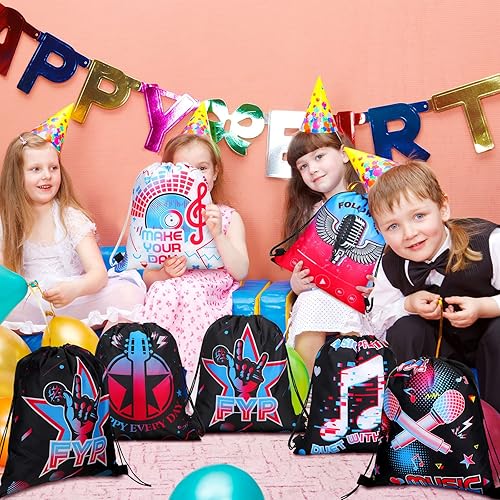 Miniatura 7 de Funtery 32 bolsas con cordón para fiestas musicales, regalos de fiesta musical, bolsas de regalo de cumpleaños para adolescentes, regalos temáticos