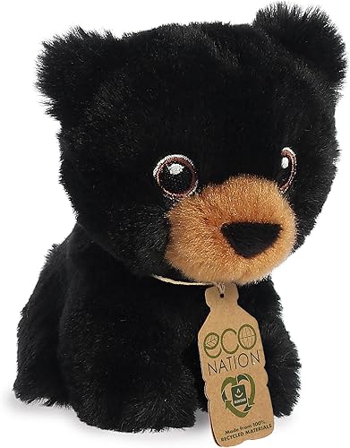 Miniatura 2 de Aurora® Animal de peluche Eco Nation™ Mini Black Bear de fabricación responsable, ideal para aventuras de juego, perfecto para cumpleaños o
