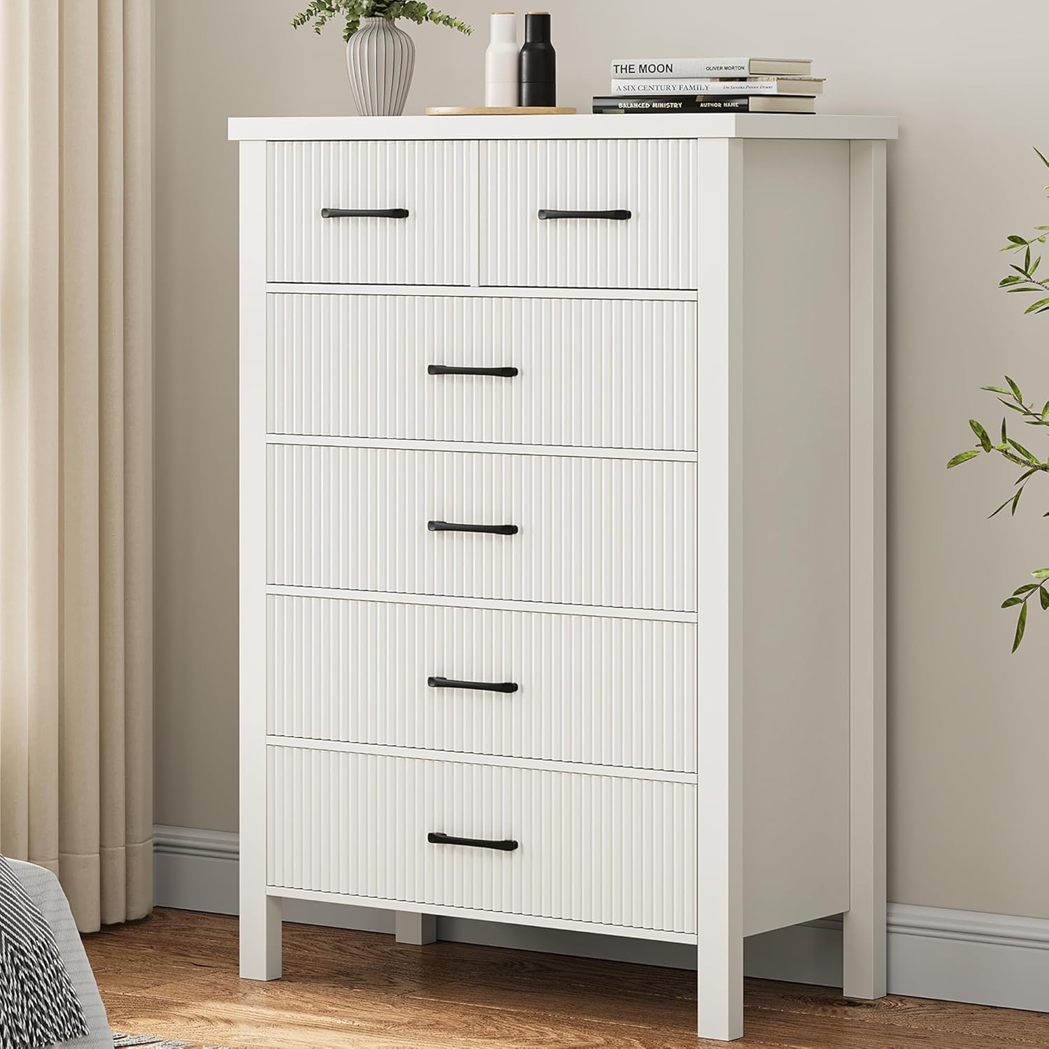 Amazon.com: Jocoevol White Dresser 6 Drawer Dresser for Bedroom, Modern ...