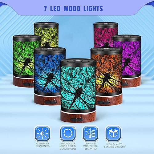 Miniatura 2 de Difusor de aceites esenciales, difusor de aromaterapia, cumpleaños para mujeres, mamá, abuela, humidificador de niebla fría de metal con luces de 7