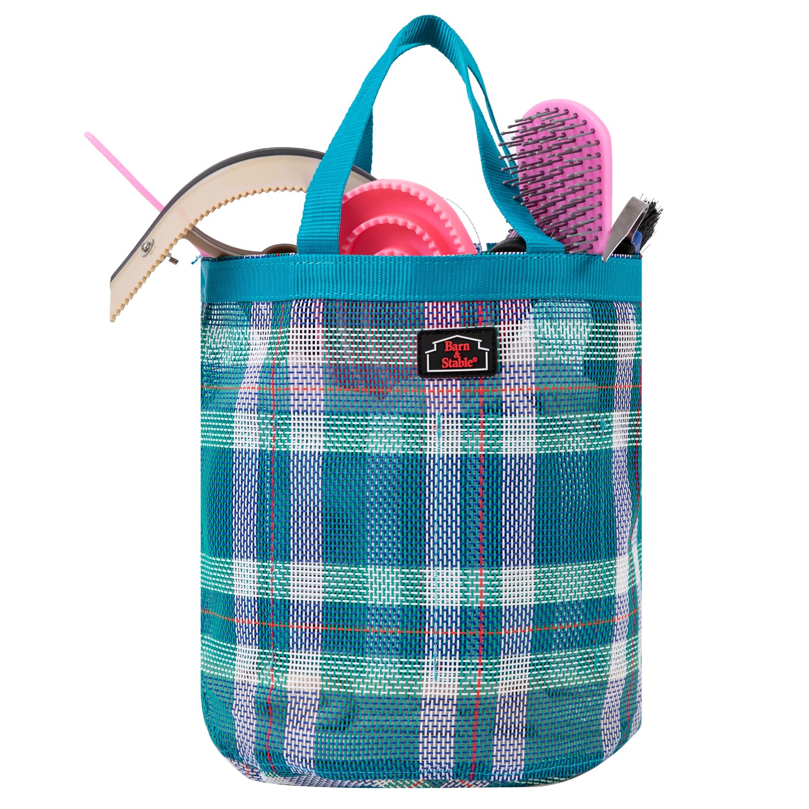 BARN & STABLE Breathable & Waterproof Mesh Horse Grooming Bag with 8 Pockets Tear-resistant Grooming Tote for Horse Grooming Caddy Bag Organizer to Secure Items (Turqoise)