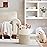 VIPOSCO Small Laundry Basket, Slim Baby Hamper with Leather Handle, Cute Woven Rope Storage Basket for Blanket, Kids Toy, Clothes In Living Room, Bathroom, Bedroom, Nursery Room - 30L White & Brown