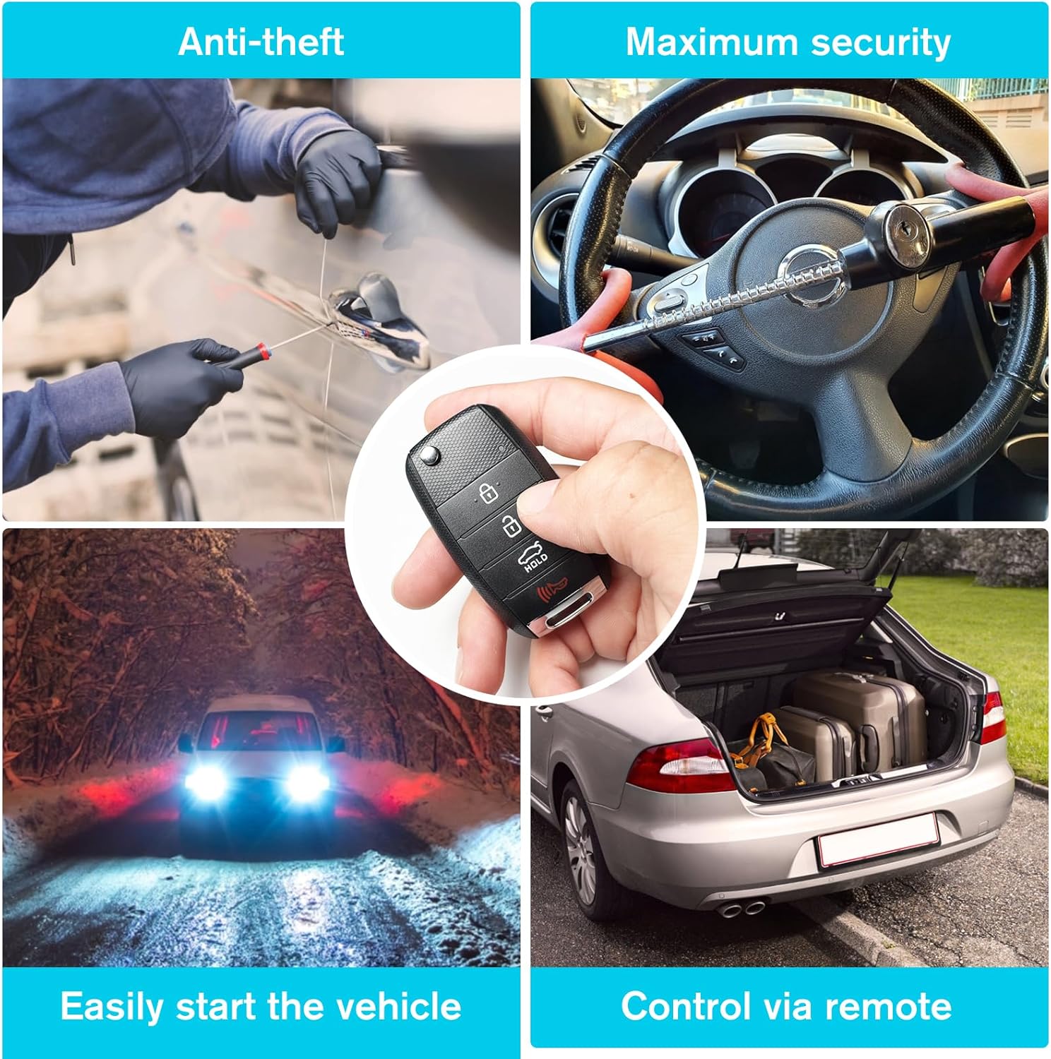 2PCS Car Key Fob Keyless Entry Remote 433MHz OSLOKA-875T for Kia Soul 2014-2019 | 4 Buttons with Door Key