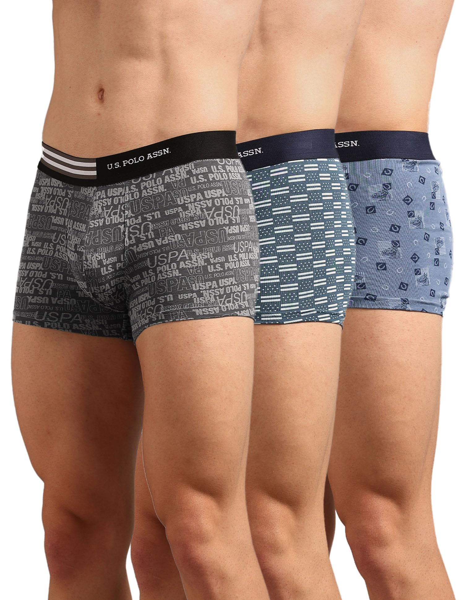 Men's OET20 Printed Low Rise Underwear Trunks - Pack of 3-image-34