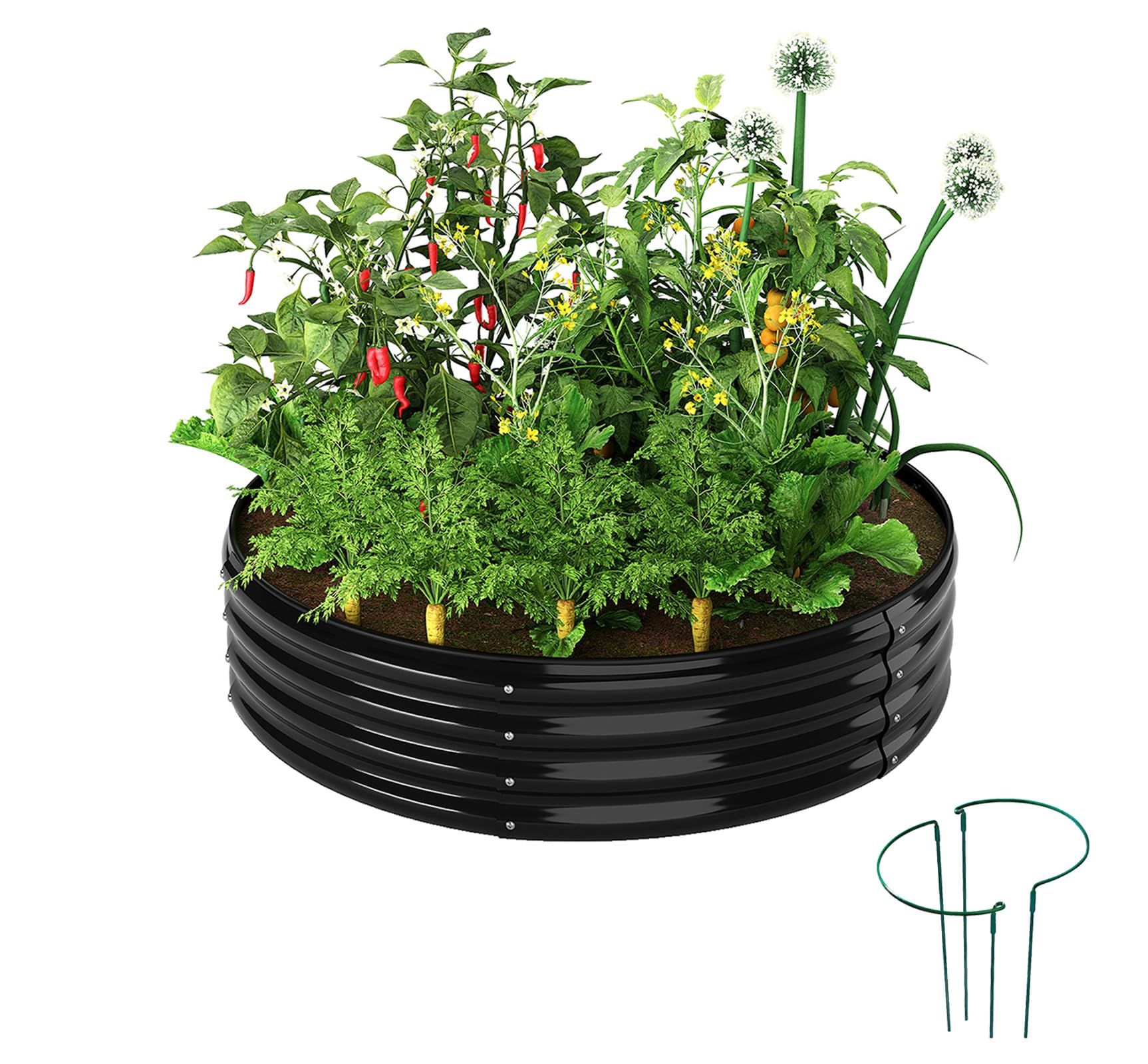 ZFHgarden 2x2x1 ft Galvanized Round Planter