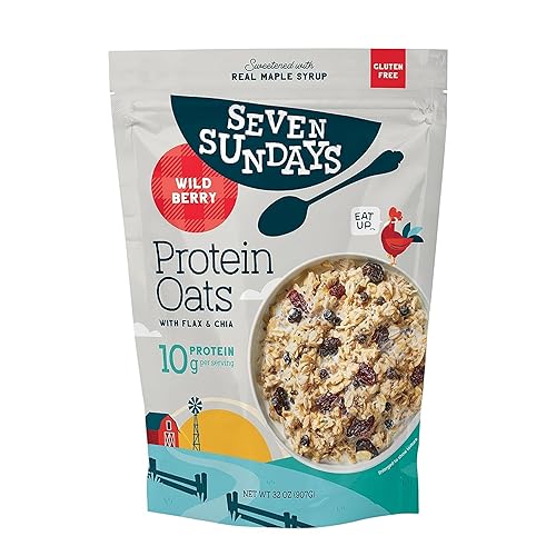 Seven Sundays Wildberry - Avena alta en proteínas, 32 onzas (paquete de 1), sin gluten con proteína de avena añadida