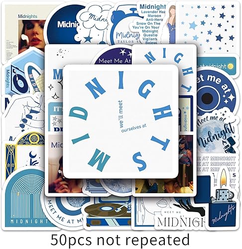 Miniatura 6 de 50 calcomanías impermeables inspiradas en álbumes de medianoche, calcomanías de música country vintage con letras y guitarras - Juego de vinilo