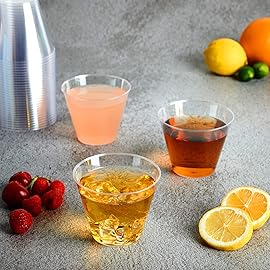 FOCUSLINE 9 oz Clear Plastic Cups, Disposable Heavy Duty Hard Plastic Cups, Reusable, 100 Count