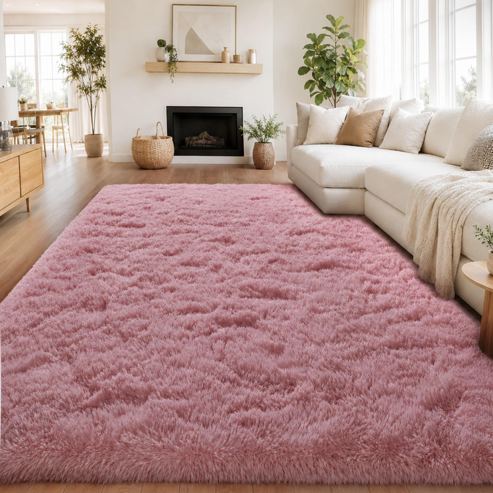 Hochflor Teppich Wohnzimmer 60x110cm, Creme Shaggy Teppich für Schlafzimmer Flauschige Teppichen, Modern Shag Wohnzimmerteppich Bettvorleger High-Pile Carpet rutschfest für Schlafzimmer Kinderzimmer