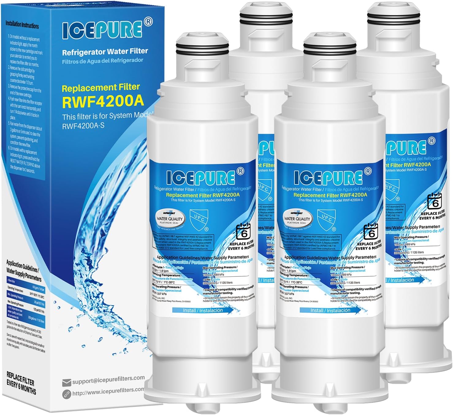 ICEPURE DA97-17376B Refrigerator Water Filter Replacement for DA97-08006C, HAF-QIN, HAF-QIN/EXP, RF23M8070SG, RF23M8070SR, RF23M8090SG, RF23M8090SR,RF23M8570SR, RF23M8590SG, BRF425200AP, 4PACK