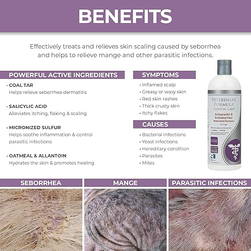 Miniatura 7 de Veterinary Formula Cuidado clínico Terapia de oídos para perros y gatos y paquete de champú medicado antiparasitario y antiseborreico para perros