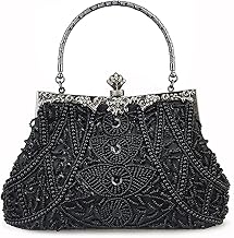 Glitter Fashion Beaded Sequin Pearl Clutch Bag for Women - Vintage Beaded Evening Bag, Bridal Bag, Clutch Handbag for Wedding, Party, Prom