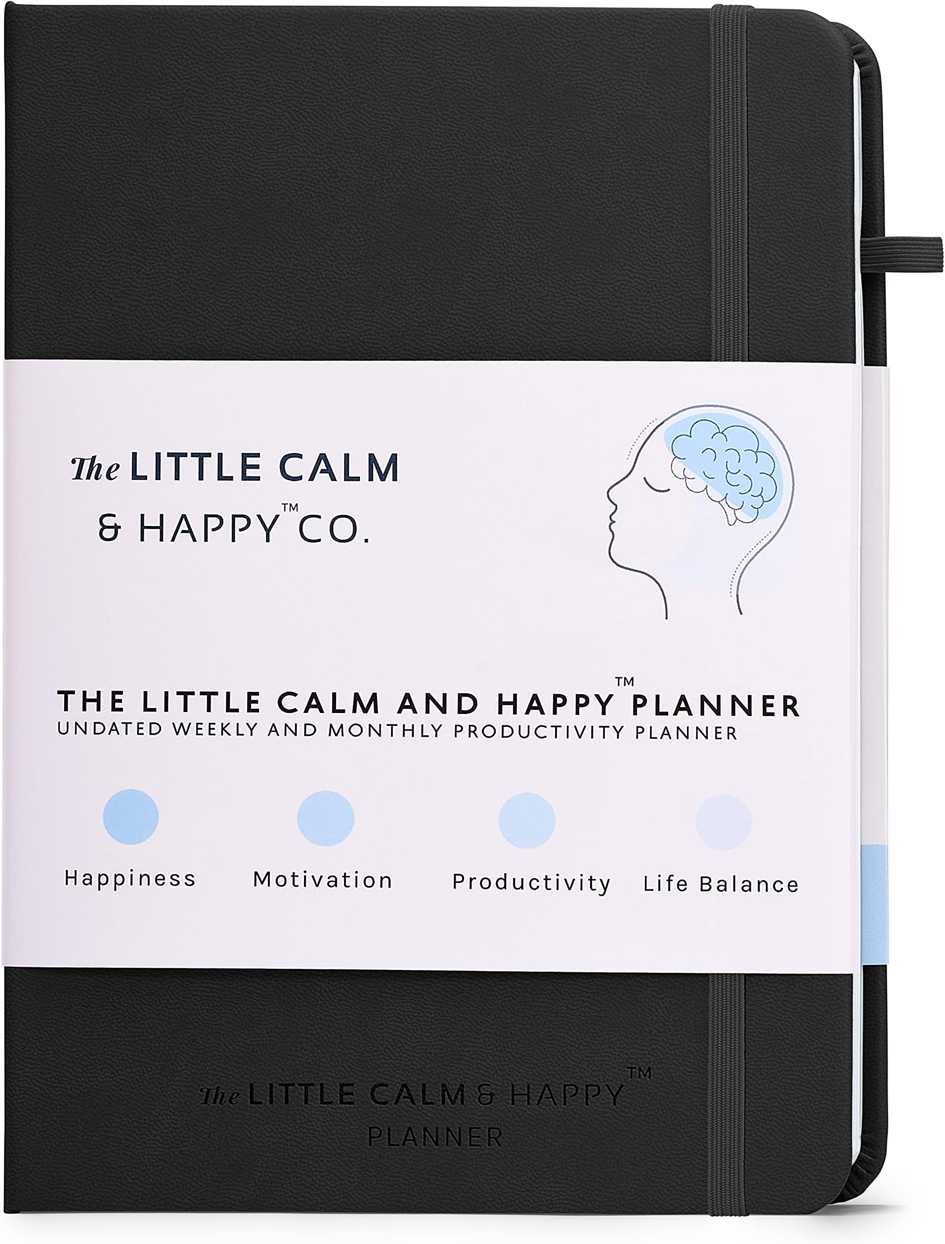 The Little Calm and Happy Planner – Weekly and Monthly Undated Productivity Planner Habit Tracker, Journal Notebook for Happiness, Motivation, Productivity and Life Balance – A5 (Black)
