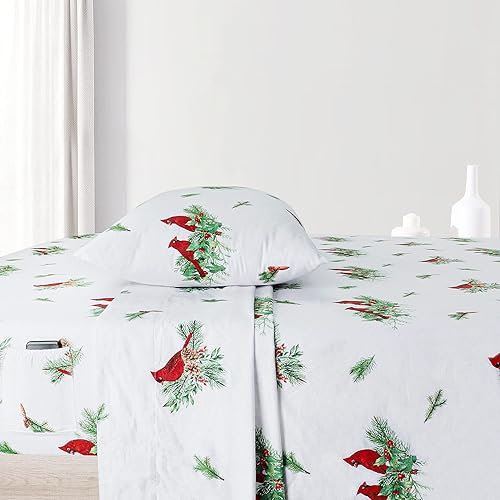 Miniatura 10 de Sleepdown - Juego de sábanas de franela 100% algodón cepillado doble, pesadas y supersuaves, sábana bajera con bolsillo de 16 pulgadas de