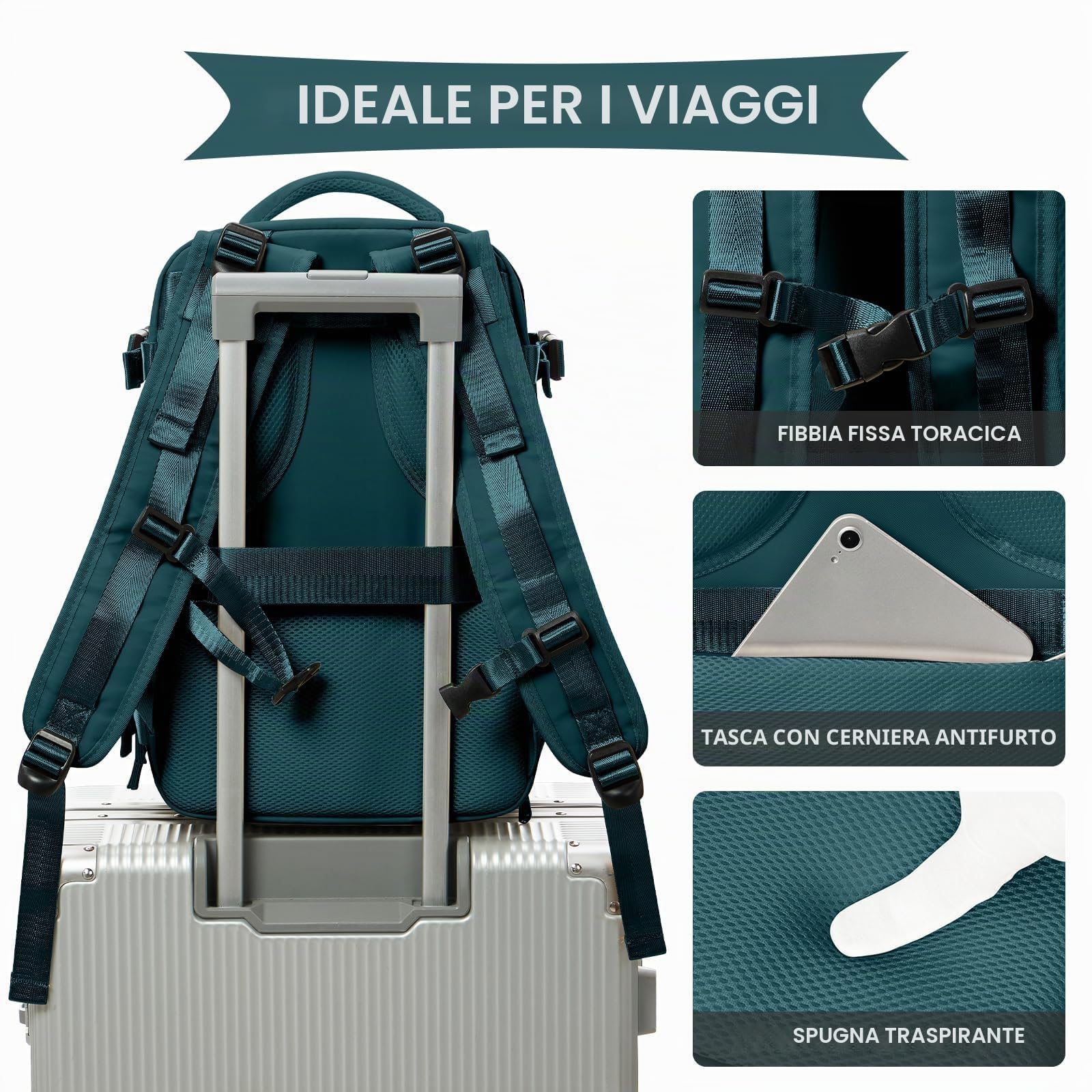 SZLX Zaino Ryanair 40x20x25 Donna Zaino da Viaggio Bagaglio a Mano 20L Uomo Borse da cabina Easyjet Travel Backpack Adatto a laptop da 14 Pollici con scomparto per scarpe per Lavoro e Scuola