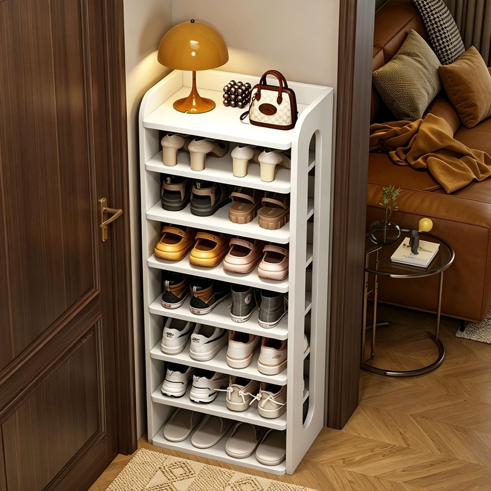 Genérico Zapatero Vertical Delgado, Zapatero Organizador for Entrada, Estante de Exhibición de Madera for Pasillo, Dormitorio