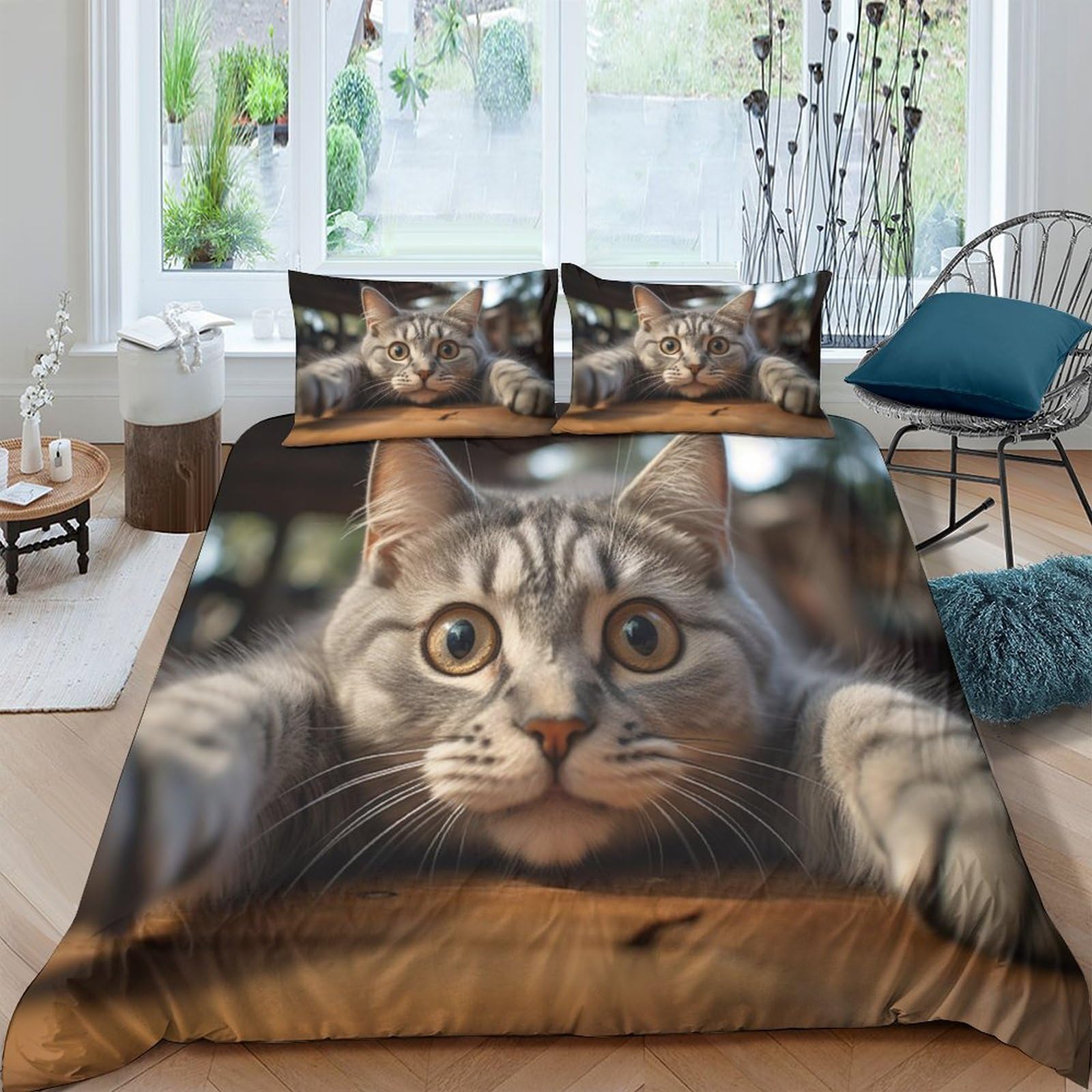 Housses de couettes chaton parure 3 pièces fini les draps rêches avec la microfibre