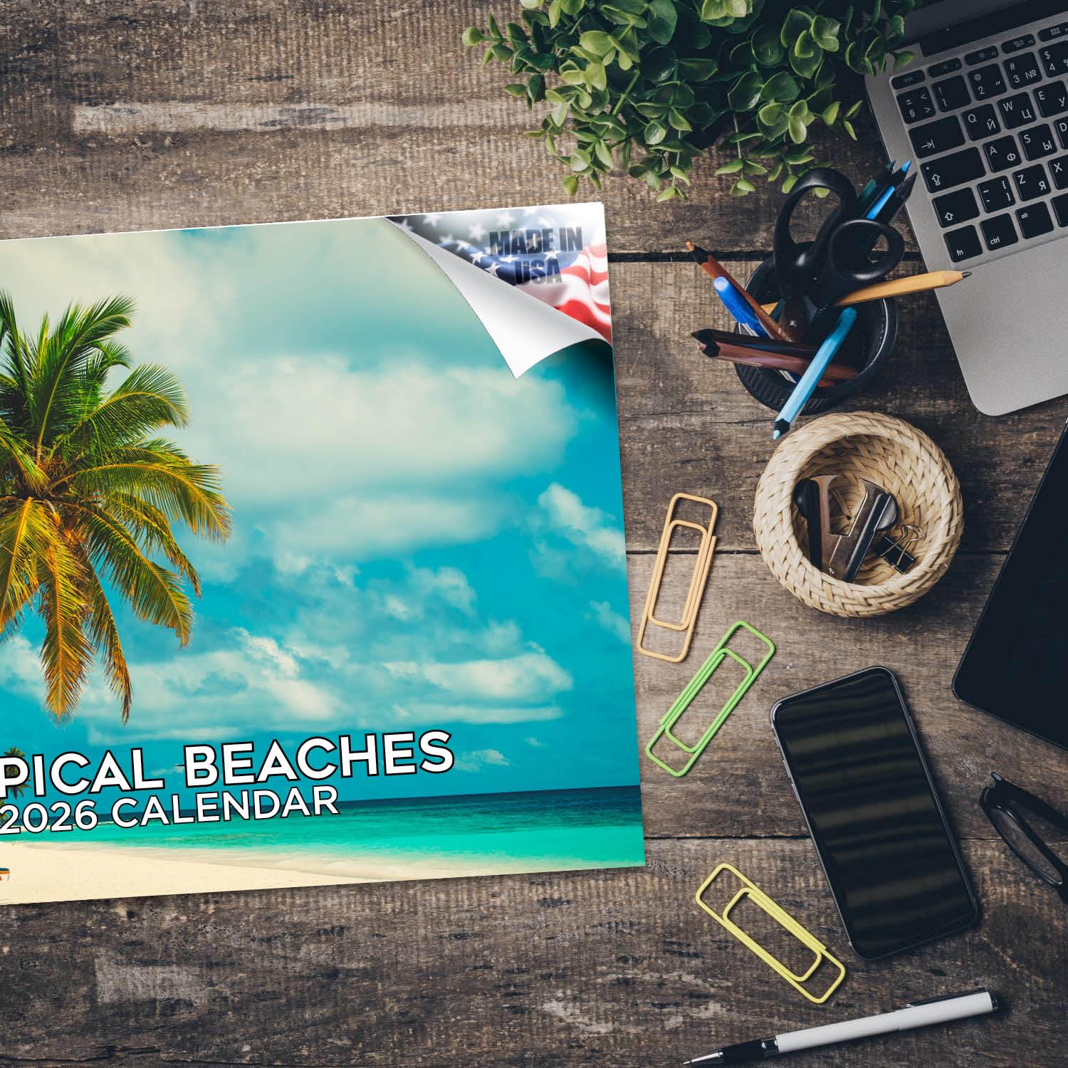 Calendario 2024 2025 de playas tropicales – Calendario mensual de pared de islas – 12 x 18 pulgadas abierto – Papel grueso que no se corre – Regalo – Planificador académico para profesores,
