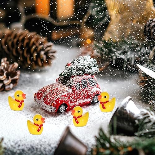 Miniatura 5 de 100 piezas de mini patos de resina, patos en miniatura, pequeños patos amarillos y bufandas, mini figuras de pato de resina, accesorios para