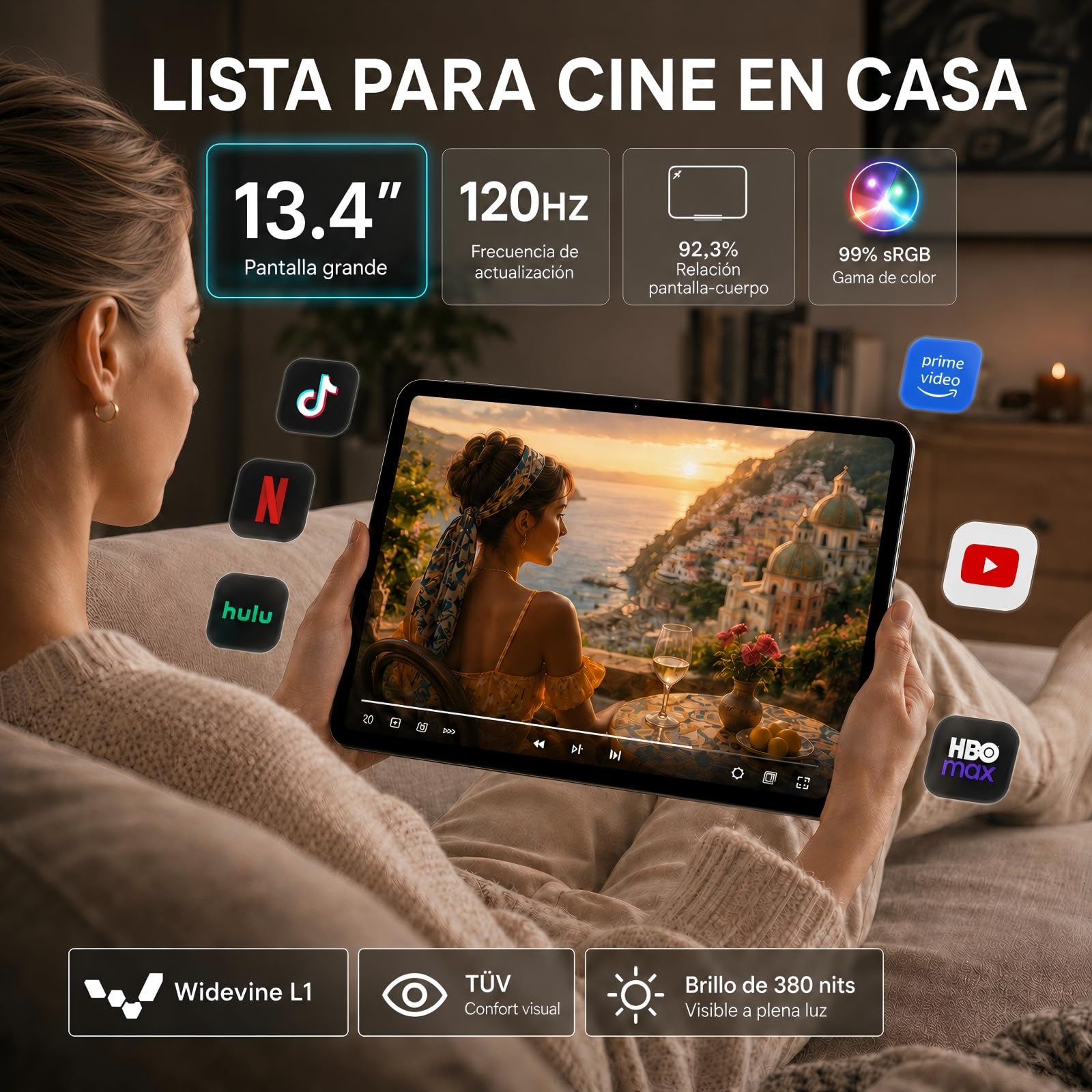 TABWEE 2026 Tableta Mejorada de 13,4 Pulgadas con Android 16 y Teclado | Pantalla IPS 2K 120 Hz, 24 GB RAM + 256 GB ROM, Procesador Octa-Core 2,2 GHz, Batería 10000 mAh, Tablet Incluye Lápiz y Ratón